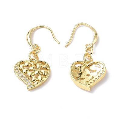 Clear Cubic Zirconia Heart Dangle Earrings EJEW-B017-03G-1
