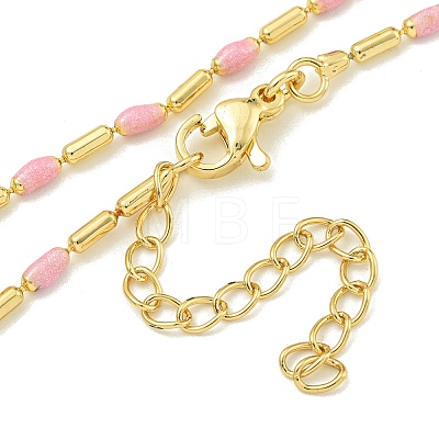 Brass Enamel Column Link Chain Necklaces NJEW-H039-04A-01G-1