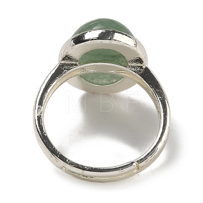 Natural Green Aventurine Oval Adjustable Rings RJEW-K371-07S-20-1