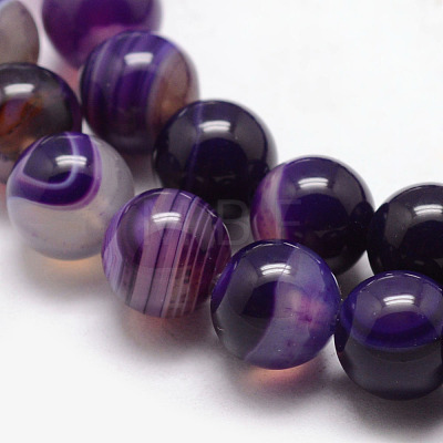 Natural Striped Agate/Banded Agate Bead Strands X-G-K166-13-8mm-04-1
