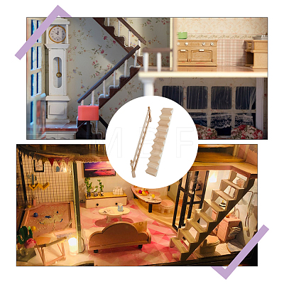 Wooden Stairs for Dollhouse DOLL-WH0002-55-1