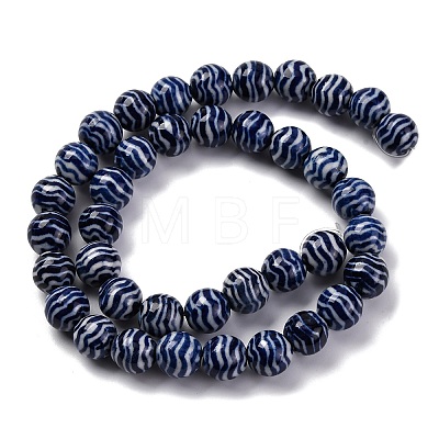 Handmade Blue and White Porcelain Beads Strands PORC-I027-03G-1