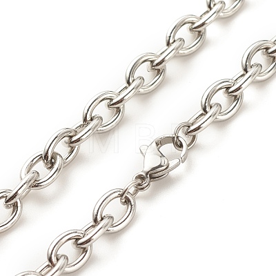 304 Stainless Steel Cable Chains Necklace for Men Women NJEW-JN03892-02-1