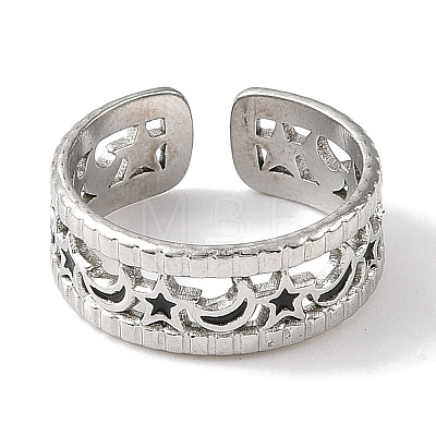 304 Stainless Steel Open Cuff Ring for Women RJEW-F166-13P-01-1