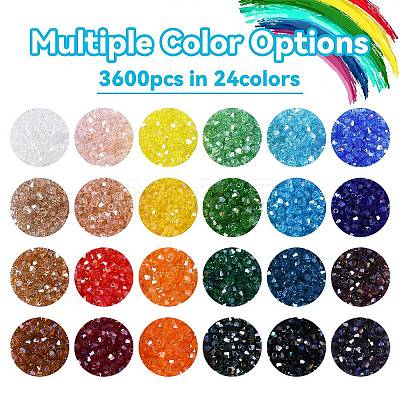 3600Pcs 24 Colors Transparent Electroplate Glass Beads GLAA-YW0003-34-1