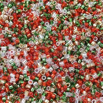 4 Colors Christmas 11/0 Glass Seed Beads SEED-X0058-13-1