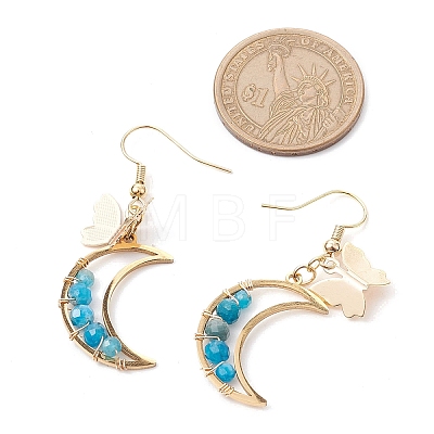 3 Pairs 3 Styles Butterfly & Moon 304 Stainless Steel Dangle Earrings EJEW-TA00415-1