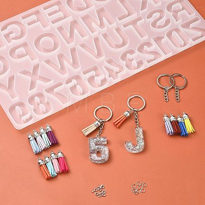 1Pcs Initial Letter A~Z & Number 0~9 Silicone Pendant Mold for KeyChain Making DIY-YW0008-10-1