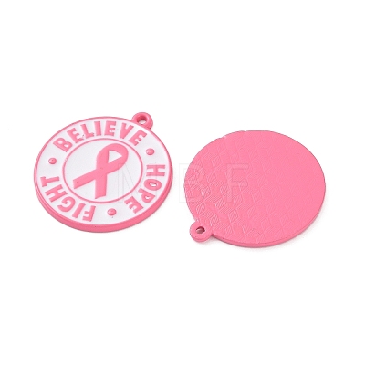 Breast Cancer Awareness Ribbon Zinc Alloy Enamel Pendants ENAM-I079-02-07-1