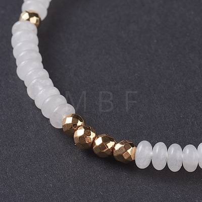 Natural White Jade Braided Bead Bracelets BJEW-O175-C14-1