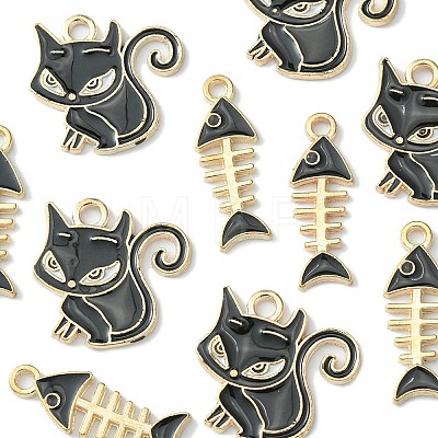 10Pcs 2 Styles Alloy Enamel Pendants ENAM-YW0003-15-1