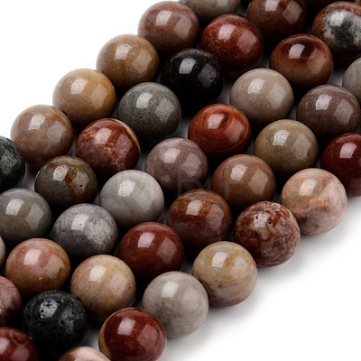 Natural America Picture Jasper Beads Strands G-Q462-58-8mm-1