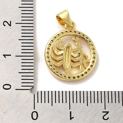 Zodiac Theme Brass Micro Pave Cubic Zirconia Pendants KK-M273-05J-G-1