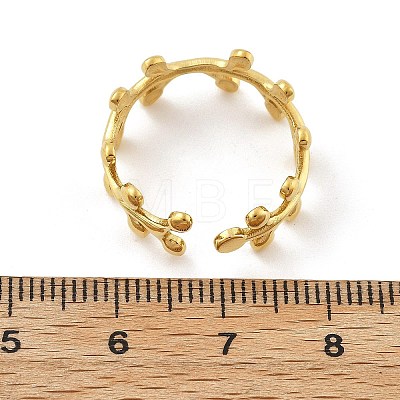 Leaf 304 Stainless Steel Open Cuff Rings RJEW-R014-02G-04-1