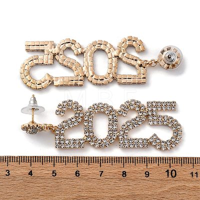 Brass Rhinestone Stud Earrings EJEW-Q012-01G-1