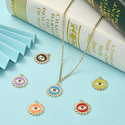 30Pcs 6 Colors Alloy Enamel Pendants ENAM-CJ0004-61-1