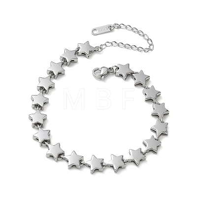 304 Stainless Steel Star Link Chains Bracelets for Women SA-CBA4051-01P-1