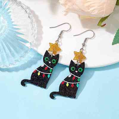 Acrylic & Alloy Dangle Earrings EJEW-JE05596-1