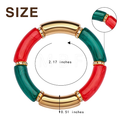 5Pcs 5 Colors Acrylic Curved Tube Stretch Bracelets Set sgBJEW-SW00069-1
