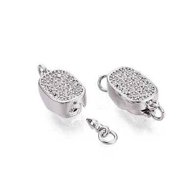 Brass Micro Pave Clear Cubic Zirconia Box Clasps KK-Q074-04P-1