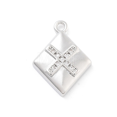 Brass Micro Pave Clear Cubic Zirconia Pendants ZIRC-I067-01E-1