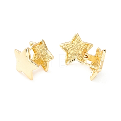 Brass Star Hoop Earrings for Women EJEW-P196-16G-1