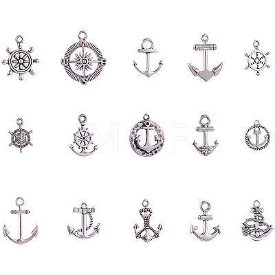 Tibetan Silver Anchor & Helm Pendants TIBEP-PH0004-15AS-WH-1
