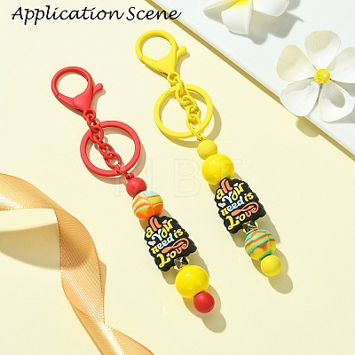 Spray Painted Alloy Bar Beadable Keychain for Jewelry Making DIY Crafts KEYC-A011-02H-1