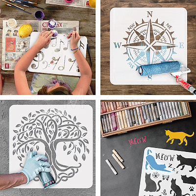 PET Hollow Out Drawing Painting Stencils DIY-WH0391-0205-1