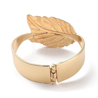 Leaf Alloy Cuff Bangles BJEW-C058-06G-1