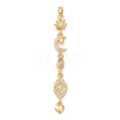 Tassel Brass Micro Pave Clear Cubic Zirconia Big Pendants KK-L271-01G-01-1