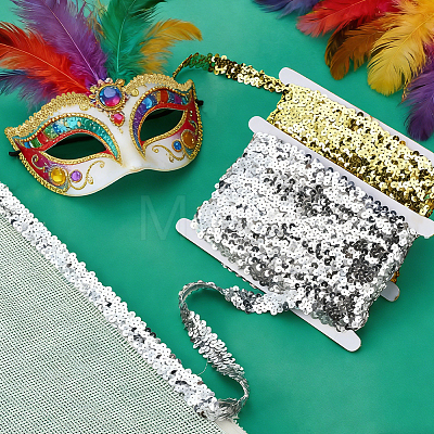 20 Yards 2 Colors Polyester with Paillette Lace Trim Ribbon OCOR-PH0036-49-1
