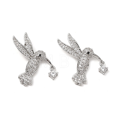 Brass Micro Pave Clear Cubic Zirconia Pendants KK-G533-07A-P-1