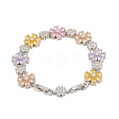 Platinum Tone Brass Micro Pave Cubic Zirconia Tennis Bracelets BJEW-B160-10P-1