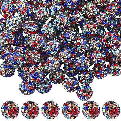 100Pcs Polymer Clay Pave Rhinestone Beads RB-SC0001-14-1
