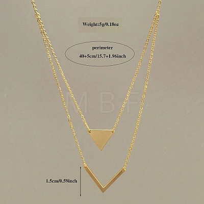 Triangle & Letter V Pendant Alloy Double Layer Necklaces for Women FS-WGE5888-02-1