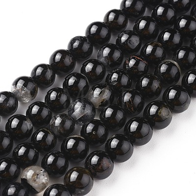 Natural Black Tourmaline Beads Strands G-F666-05-6mm-1