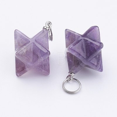 Natural Amethyst Pendants X-G-E398-01B-1