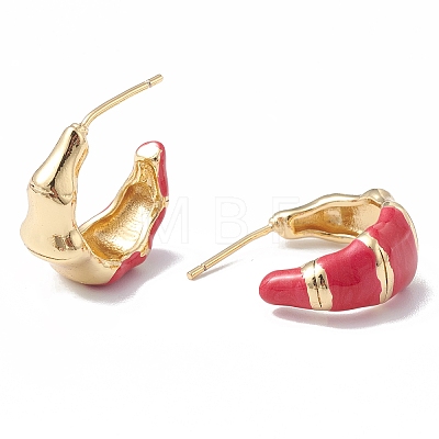 Brass Enamel Stud Earrings EJEW-A093-06G-1