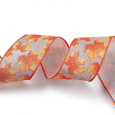 10M Thanksgiving Day Theme Wired Linen Ribbon OCOR-G013-02F-1