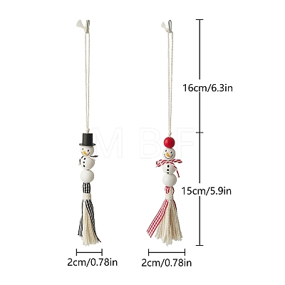 Wood Christmas Snowman Tassels Pendant Decorations PW-WG21DA5-01-1