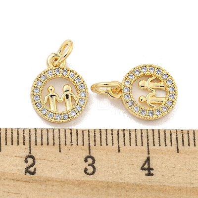 Brass Micro Pave Clear Cubic Zirconia Charms KK-Z044-34G-1