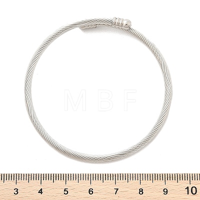 Tarnish Resistant 304 Stainless Steel Open Cuff Bangle with Oval Beaded BJEW-C031-01P-1
