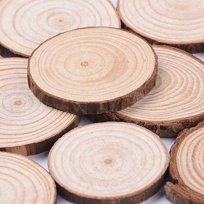 Unfinished Natural Poplar Wood Cabochons X-WOOD-E018-12-1