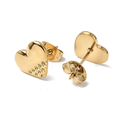 Ion Plating(IP) 304 Stainless Steel Heart Stud Earrings for Women EJEW-F300-07G-1