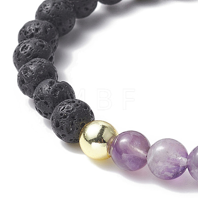 Natural & Synthetic Mixed Gemstone & Alloy Saint Benedict Beaded Strech Bracelets for Women BJEW-JB09343-1