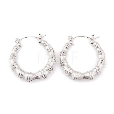 Non-Tarnish Bamboo Joint 304 Stainless Steel Hoop Earrings for Women EJEW-G388-01P-1