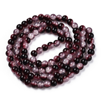 Crackle Baking Painted Imitation Jade Glass Beads Strands DGLA-T003-6mm-14-1