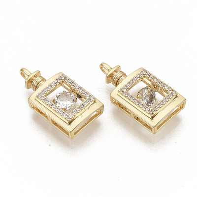 Brass Micro Pave Clear Cubic Zirconia Pendants ZIRC-T011-17G-NF-1