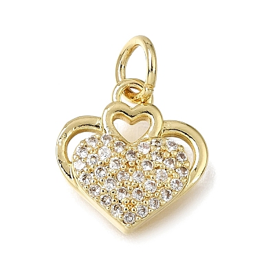 Brass Micro Pave Clear Cubic Zirconia Charms CU-L001-19G-02-1
